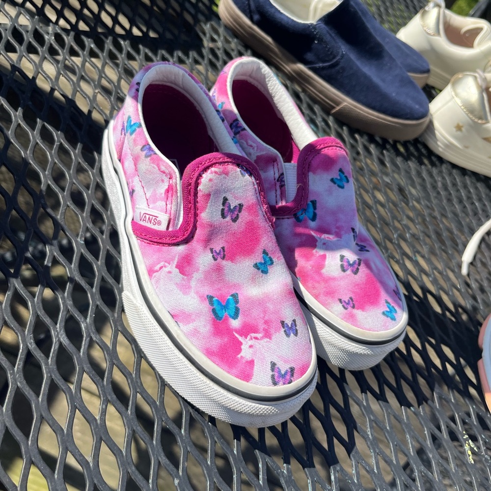 Vans Butterfly Dream Slip-On Sneaker in Fuchsia Red Sz 11  Toddler Girls